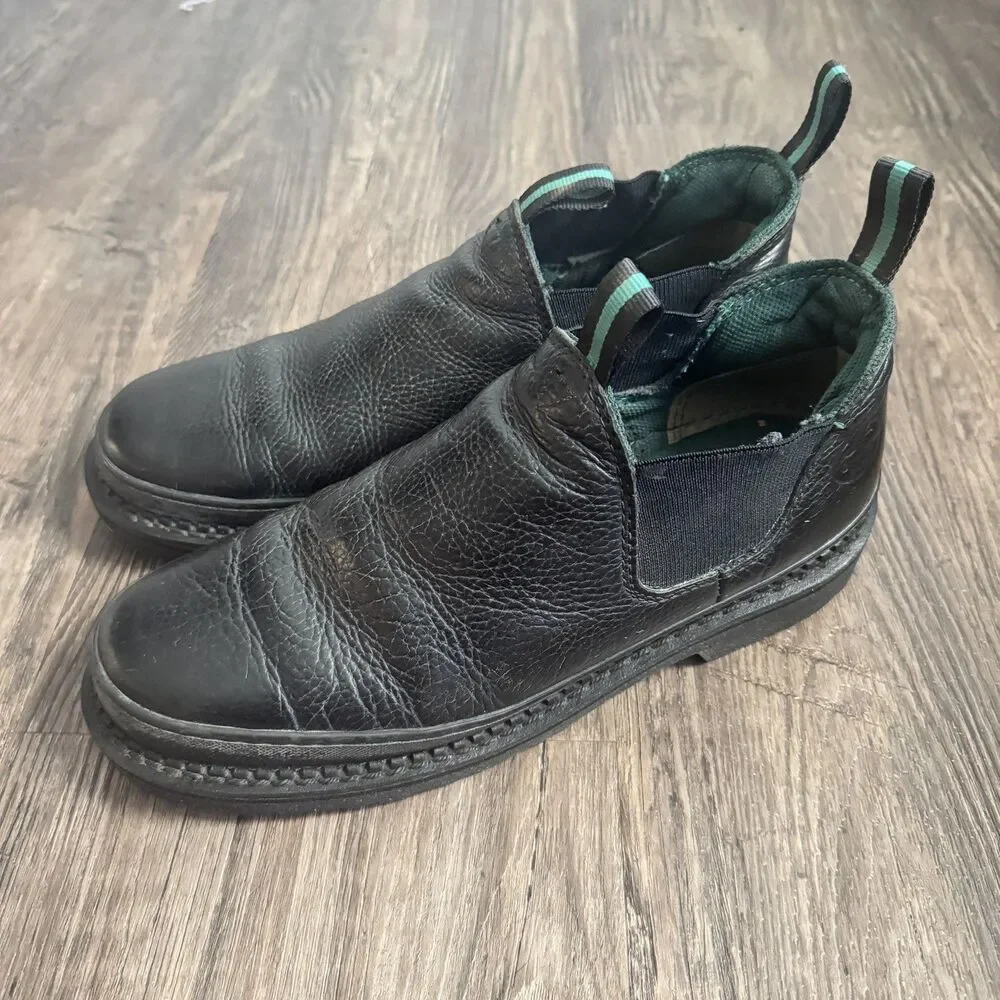 Georgia Giant Romeo Work Boots Men's Black Leather Slip On Round Toe Sz 12 GR270